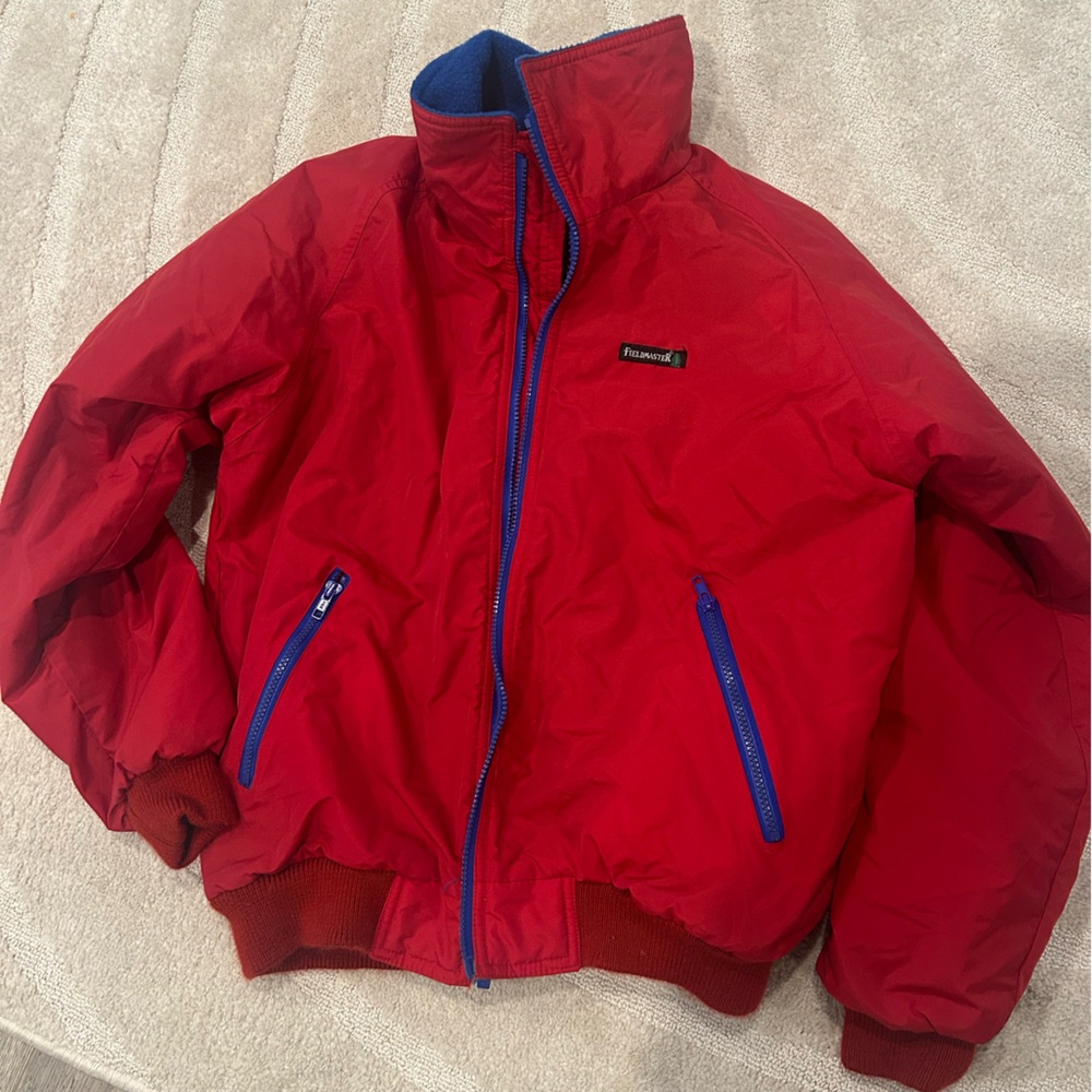 FieldMaster Jacket Mens Medium  Red Full Zip Long Sleeve 90s Vintage Winter Coat - Picture 3 of 6